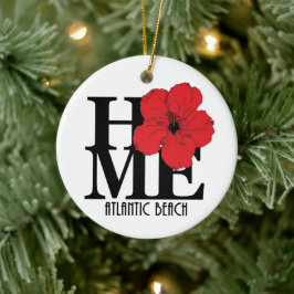 HOME Atlantic Beach Florida Red Hibiscus Keramisch Ornament