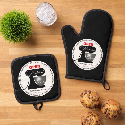 Home Baker Chef-kok Kok Een Mixer Ovenwant & Pannenlap Set (Top down)