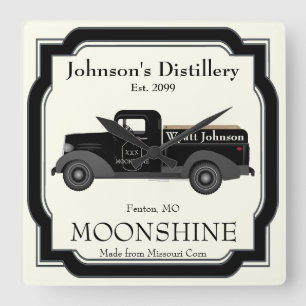 Home Bar Fun Moonshine Jug  Truck Vierkante Klok