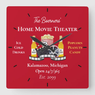 Home Bioscoop Popcorn Klapperboard Film Vierkante Klok