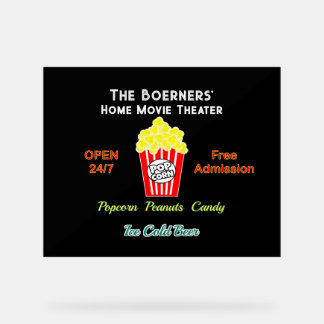Home Bioscoop Popcorn Koud Bier Acryl Sign Bord