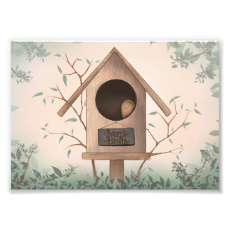 Home Birdie - Bosvogelhuis 5x7 Print Foto Afdruk