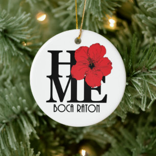 HOME Boca Raton Red Hibiscus Keramisch Ornament