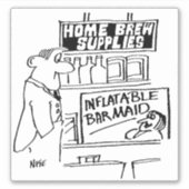 Home Brew Biedt opblaasbare Barmaïde Cartoon. Sticker (Voorkant)