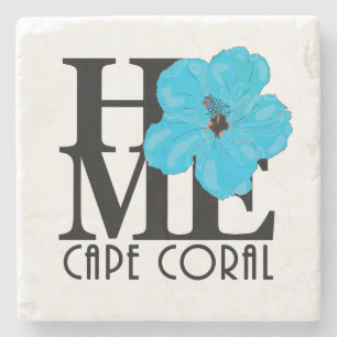 HOME Cape Coral Blue Hibiscus Stenen Onderzetter