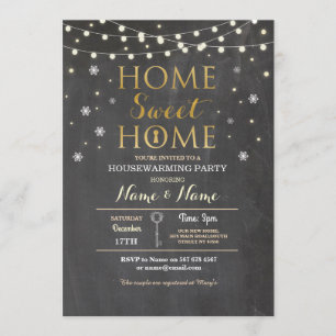 Home Chalk Housewarming Snowflake Kerstmis Uitnodi Kaart