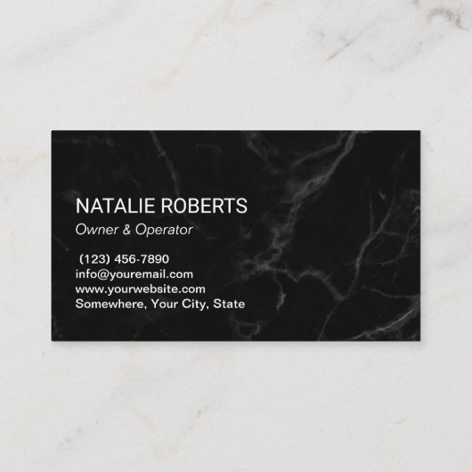 Home Cleaning Maid Service Modern Black Marble Visitekaartje (Achterkant)