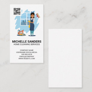 Home Cleaning Services   House Maid   Qr-code Visitekaartje