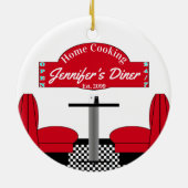 Home Coking Name Chef Diner Retro Square Keramisch Ornament (Achterkant)