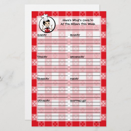 Home Cooker' Custom Menu Planner (Devant / Derrière)