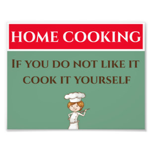 Home Cooking, Sign, add of geef tekst Poster uit