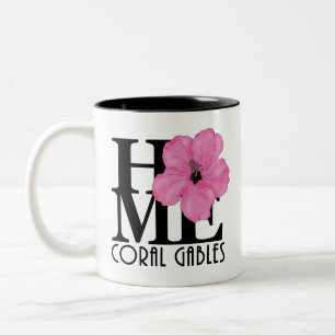 HOME Coral Gables Pink Hibiscus 11oz Tweekleurige Koffiemok