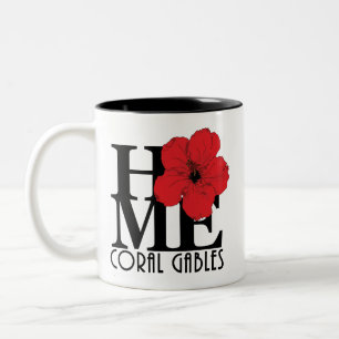 HOME Coral Gables Red Hibiscus 11oz Tweekleurige Koffiemok