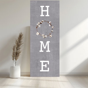 Home Cotton Wreath Rustic Linen Farmhouse Canvas Afdruk