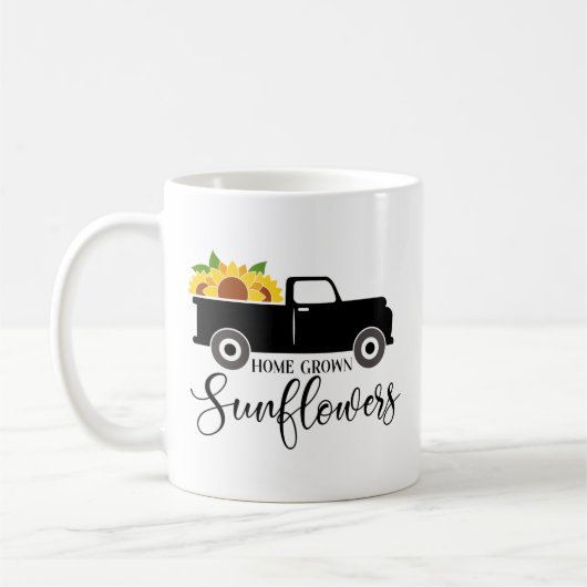 Home Cultivé Tournesols Cute Camion Coffee Mug (Gauche)