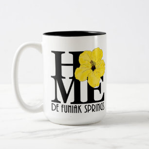 HOME De Funiak Springs 15oz Yellow Hibiscus Tweekleurige Koffiemok