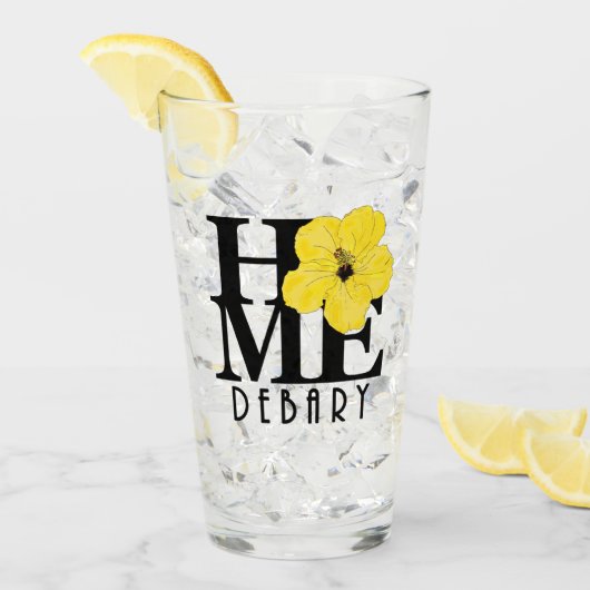 HOME Debary Yellow Hibiscus Glas (Voorkant ijs)