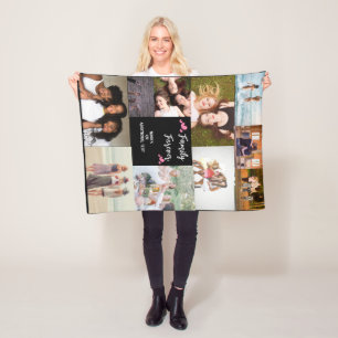 Home Decor Personalized Photo Blanket Collage Fleece Deken
