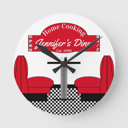 Home Diner Kitchen Restaurant Grill Chef Baker Ronde Klok (Voorkant)