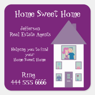 Home Estate Agent Home Sweet Home Vierkante Sticker