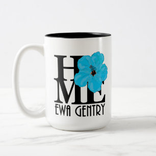 HOME Ewa Gentry Blue Hibiscus 15oz Tweekleurige Koffiemok