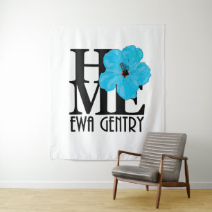 HOME Ewa Gentry Blue Hibiscus Wandkleed