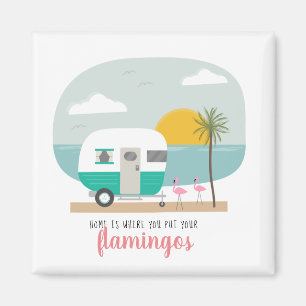 Home Flamingos Strand Turquoise Camper Magneet