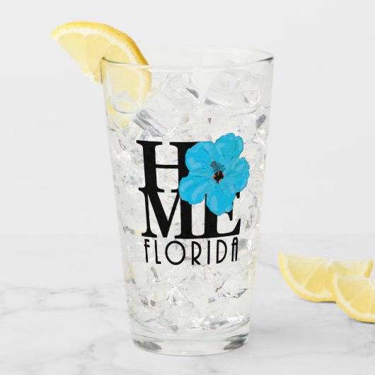 HOME Florida Blue Hibiscus Glas (Voorkant ijs)