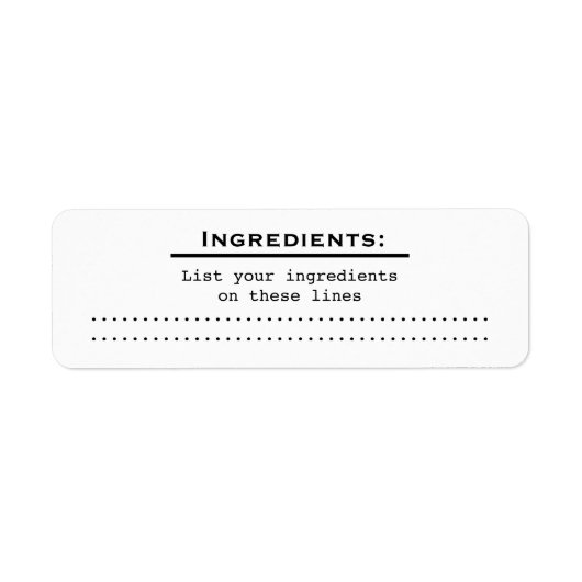 Home Food Kitchen Ingredients List Label v2 (Voorkant)