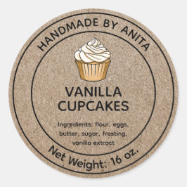 Home Gebakken Vanille Cupcakes Label Kraft