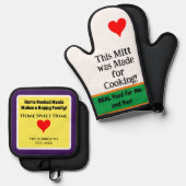 Home Gekookt Groen Sinaasappel Paarse NAAM Ovenwant & Pannenlap Set (Voorkant / Achterkant)