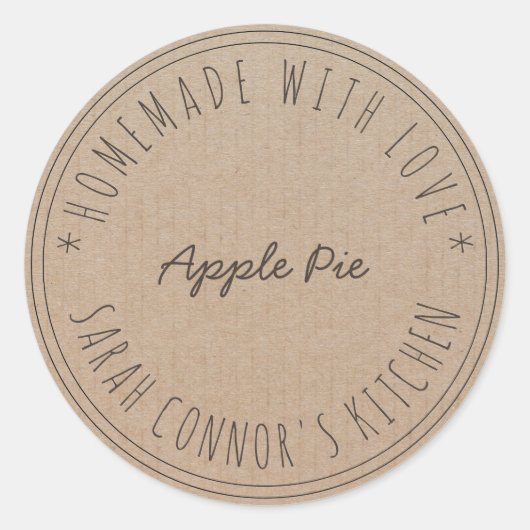 Home gemaakt met liefde Apple Pie Kraft Baking Ronde Sticker (Voorkant)