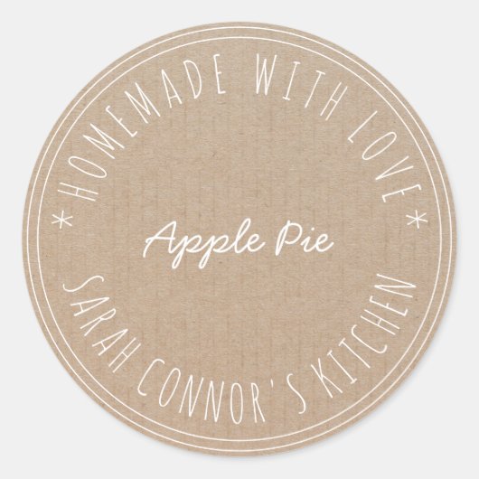 Home gemaakt met liefde Apple Pie Kraft Baking Ronde Sticker (Voorkant)