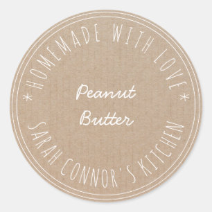 Home gemaakt met liefde Pindakaas Kraft Baking Ronde Sticker