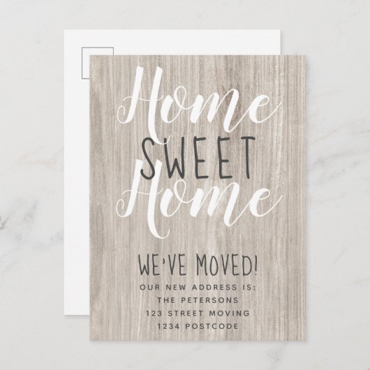home gezoet home rustic - houtscript nieuw bewegen aankondigingskaart (Voorkant / Achterkant)