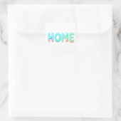 HOME Glossy Pastel Ocean Word Vierkante Sticker (Tas)