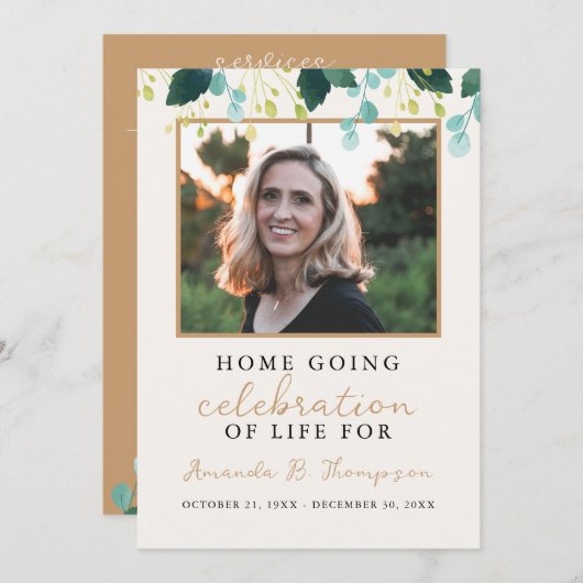 Home Going Viering van het Leven Uitvaartdienst (Voorkant / Achterkant)