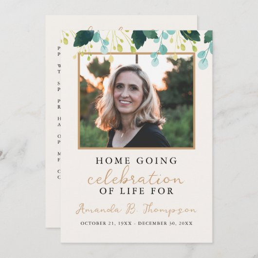 Home Going Viering van het Leven Uitvaartdienst Programma (Voorkant / Achterkant)