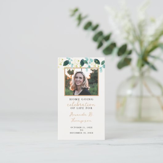 Home Going Viering van het Leven Uitvaartgebed Kaa Visitekaartje (Staand voorkant)