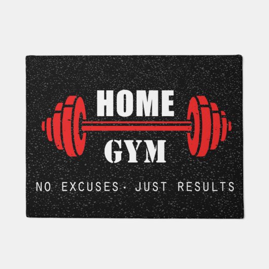 Home Gym Deurmat - Red Dunbell Geen Pijn Geen Wins (Voorkant)