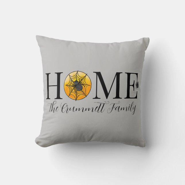 Home Halloween Spin Web Maan Familienaam Kussen (Voorkant)