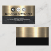 Home Hammer Logo | Metallic Gold Black marmer Visitekaartje (Voorkant / Achterkant)