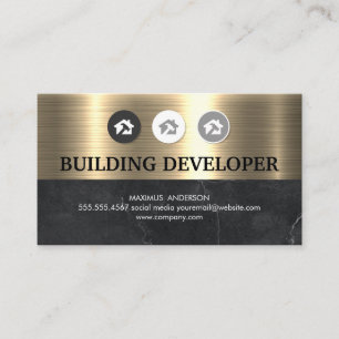 Home Hammer Logo   Metallic Gold Black marmer Visitekaartje