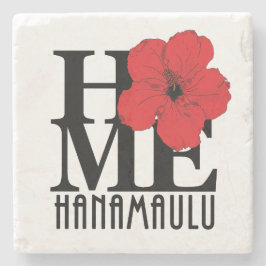 HOME Hanamaulu Red Hibiscus Stenen Onderzetter