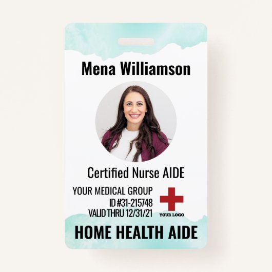 Home Health Aide Certified Nurse Aide Photo ID Badge (Voorkant)