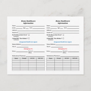 Home Health ID Info Cards Briefkaart