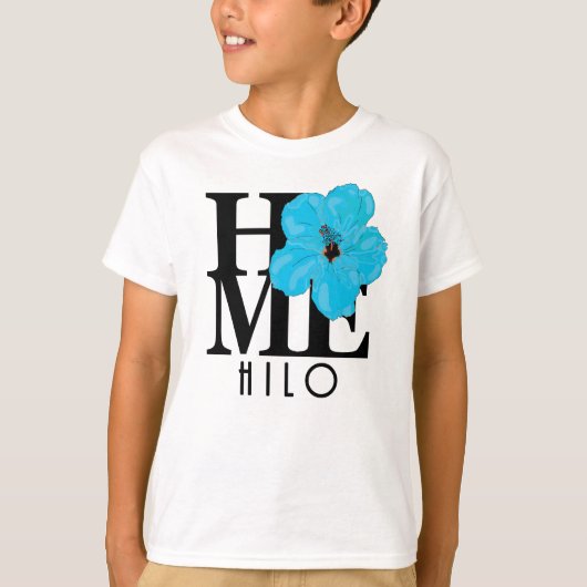 HOME Hilo Hawaii Blue Hibiscus T-shirt (Voorkant)