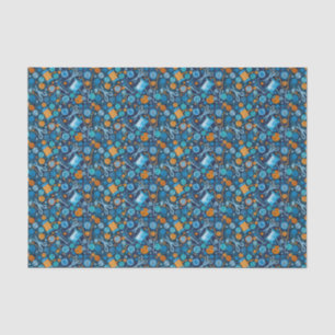 Home Hobby Seft Craft Paper Collage Pattern Blue Tissuepapier
