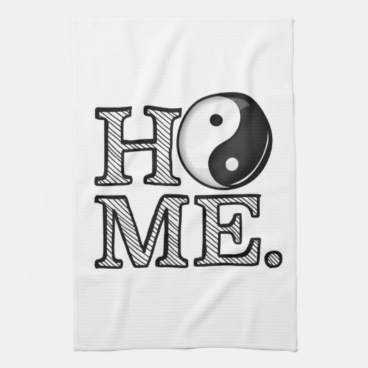 Home in Harmony Yin Yang Symbol Theedoek (Verticaal)