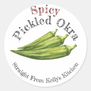 Home Inblikken Bedrijf Spicy Pickled Okra Label